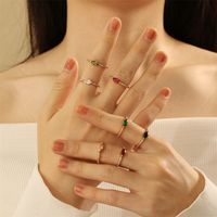 Copper 18K Gold Plated IG Style Solid Color Commute Inlay Water Droplets Heart Shape Rectangle Zircon Open Rings main image 3