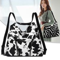 Women's Large Oxford Cloth Zebra Classic Style Square Zipper Shoulder Bag main image 1