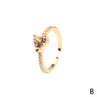 Copper 18K Gold Plated IG Style Solid Color Commute Inlay Water Droplets Heart Shape Rectangle Zircon Open Rings sku image 1
