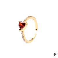 Copper 18K Gold Plated IG Style Solid Color Commute Inlay Water Droplets Heart Shape Rectangle Zircon Open Rings sku image 24