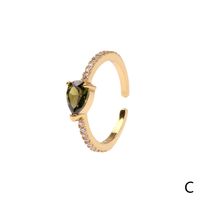 Copper 18K Gold Plated IG Style Solid Color Commute Inlay Water Droplets Heart Shape Rectangle Zircon Open Rings sku image 8