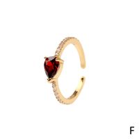 Copper 18K Gold Plated IG Style Solid Color Commute Inlay Water Droplets Heart Shape Rectangle Zircon Open Rings sku image 11