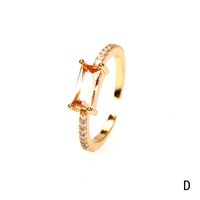Copper 18K Gold Plated IG Style Solid Color Commute Inlay Water Droplets Heart Shape Rectangle Zircon Open Rings sku image 15