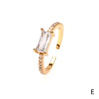 Copper 18K Gold Plated IG Style Solid Color Commute Inlay Water Droplets Heart Shape Rectangle Zircon Open Rings sku image 16