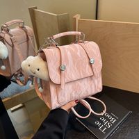Women's Medium Pu Leather Solid Color Preppy Style Classic Style Magnetic Buckle Fashion Backpack main image 3