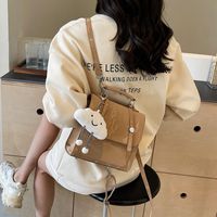 Women's Medium Pu Leather Solid Color Preppy Style Classic Style Magnetic Buckle Fashion Backpack main image 6