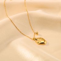 304 Stainless Steel 18K Gold Plated Luxurious Romantic Asymmetrical Plating Solid Color Pendant Necklace main image 4