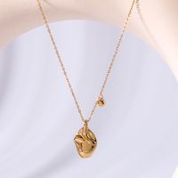 304 Stainless Steel 18K Gold Plated Luxurious Romantic Asymmetrical Plating Solid Color Pendant Necklace main image 2