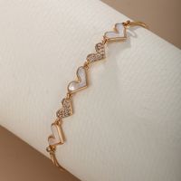 Wholesale IG Style Fairy Style Simple Style U Shape Geometric Heart Shape Copper Plating Inlay 18K Gold Plated Artificial Gemstones Bracelets main image 7