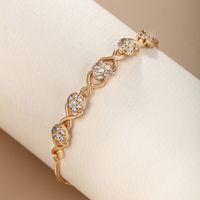 Wholesale IG Style Fairy Style Simple Style U Shape Geometric Heart Shape Copper Plating Inlay 18K Gold Plated Artificial Gemstones Bracelets main image 9