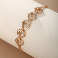 Wholesale IG Style Fairy Style Simple Style U Shape Geometric Heart Shape Copper Plating Inlay 18K Gold Plated Artificial Gemstones Bracelets main image 8