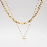 304 Stainless Steel Copper IG Style Simple Style Classic Style Cross Pendant Necklace main image 6