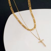 304 Stainless Steel Copper IG Style Simple Style Classic Style Cross Pendant Necklace main image 3