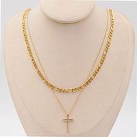 304 Stainless Steel Copper IG Style Simple Style Classic Style Cross Pendant Necklace sku image 1