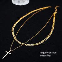 304 Stainless Steel Copper IG Style Simple Style Classic Style Cross Pendant Necklace main image 2