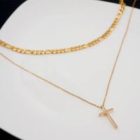 304 Stainless Steel Copper IG Style Simple Style Classic Style Cross Pendant Necklace main image 5