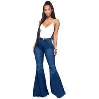 Women's Daily Simple Style Solid Color Full Length Washed Flared Pants Jeans main image 4