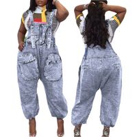Women's Daily Simple Style Solid Color Full Length Beaded Ripped Jeans Overalls main image 5