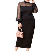 Women's Sheath Dress Elegant Round Neck Printing Long Sleeve Solid Color Maxi Long Dress Holiday Daily main image 2