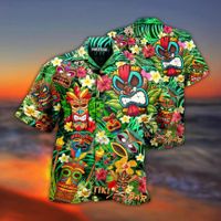 Men's Geometric Ditsy Floral Skull Printing Blouse Men's Clothing main image 4