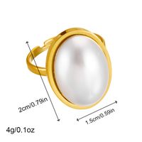 Titanium Steel 18K Gold Plated Vintage Style Plating Inlay Solid Color Pearl Rings main image 3