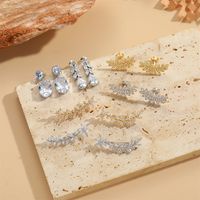 1 Pair Vintage Style Simple Style Leaves Plating Inlay Copper Zircon 14K Gold Plated Ear Studs main image 4