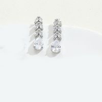 1 Pair Vintage Style Simple Style Leaves Plating Inlay Copper Zircon 14K Gold Plated Ear Studs sku image 2