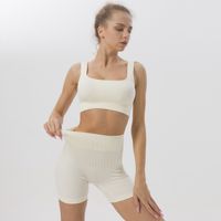 Sports Solid Color Chemical Fiber Blend U Neck Active Bottoms Vest Shorts main image 6