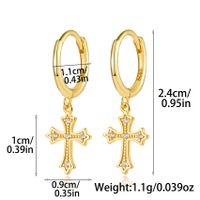 1 Pair Elegant Lady Classic Style Cross Inlay Sterling Silver Rhinestones Drop Earrings main image 2