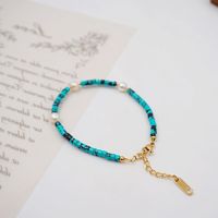 Casual Vintage Style Vacation Round Gold Plated Turquoise Freshwater Pearl Wholesale Bracelets Necklace sku image 1