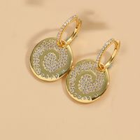 1 Pair Vintage Style Round Inlay Copper Zircon 14K Gold Plated Drop Earrings sku image 3