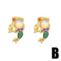 1 Pair Modern Style Simple Style Classic Style Mermaid Inlay Copper Zircon Drop Earrings main image 6