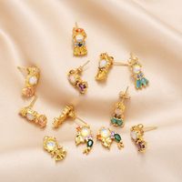 1 Pair Modern Style Simple Style Classic Style Mermaid Inlay Copper Zircon Drop Earrings main image 1