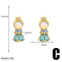 1 Pair Modern Style Simple Style Classic Style Mermaid Inlay Copper Zircon Drop Earrings sku image 3
