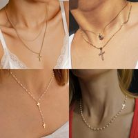 Copper Gold Plated Casual Classic Style Plating Inlay Cross Zircon Pendant Necklace main image 1