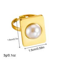 Titanium Steel 18K Gold Plated Vintage Style Plating Inlay Solid Color Pearl Rings main image 3