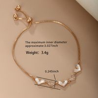 Wholesale IG Style Fairy Style Simple Style U Shape Geometric Heart Shape Copper Plating Inlay 18K Gold Plated Artificial Gemstones Bracelets main image 3