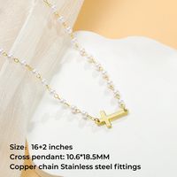 Copper Gold Plated Casual Classic Style Plating Inlay Cross Zircon Pendant Necklace main image 4