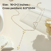 Copper Gold Plated Casual Classic Style Plating Inlay Cross Zircon Pendant Necklace main image 5