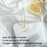 Copper Gold Plated Casual Classic Style Plating Inlay Cross Zircon Pendant Necklace main image 6