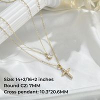 Copper Gold Plated Casual Classic Style Plating Inlay Cross Zircon Pendant Necklace main image 7