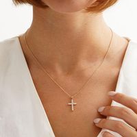 Copper Gold Plated Casual Classic Style Plating Inlay Cross Zircon Pendant Necklace main image 9
