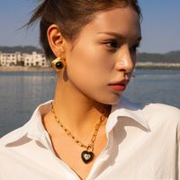 1 Pair Vintage Style Rhombus Inlay 304 Stainless Steel Agate 18K Gold Plated Ear Studs main image 5