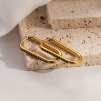 1 Pair Simple Style Classic Style Geometric Inlay 304 Stainless Steel Zircon 18K Gold Plated Earrings sku image 2