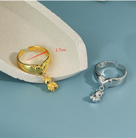 Großhandel Einfacher Stil Tragen Kupfer Versilbert Charm Ring Offener Ring main image 2