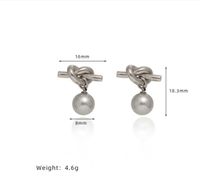 1 Pair Basic Lady Simple Style Round Artificial Pearl Titanium Steel 18K Gold Plated Drop Earrings main image 2