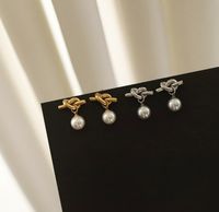 1 Pair Basic Lady Simple Style Round Artificial Pearl Titanium Steel 18K Gold Plated Drop Earrings main image 6