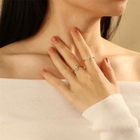 Copper 18K Gold Plated IG Style Ethnic Style Commute Enamel Inlay Palm Hand Of Fatima Zircon Open Rings main image 3