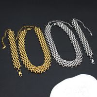 304 Stainless Steel 18K Gold Plated Hip-Hop Retro Plating Solid Color Bracelets Necklace main image 1
