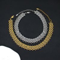 304 Stainless Steel 18K Gold Plated Hip-Hop Retro Plating Solid Color Bracelets Necklace main image 4